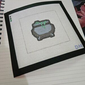 NEEDLEPOINT - Hand painted Halloween Canvas - Halloween Witches Cauldron